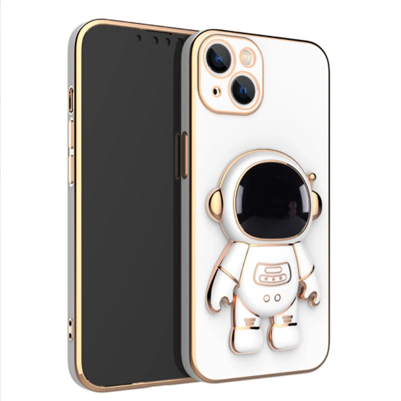 

For iPhone 14 13 12 11 X XS XR 8 7 6 Pro MAX Mini Plus Case Shockproof Plating Stand Protective Cover Astronaut