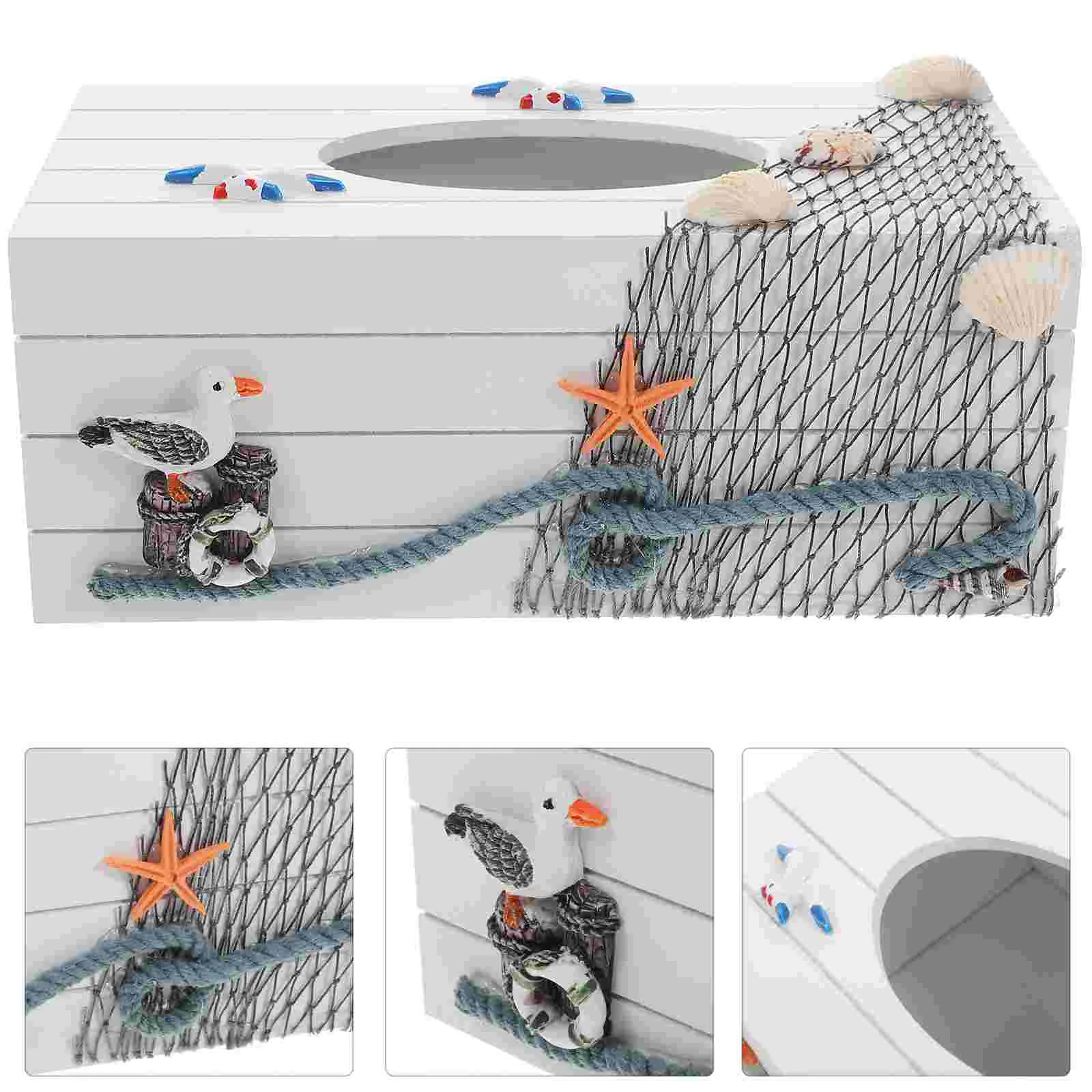 

Tissue Box Holder Cover Paper Napkin Dispenser Decorative Bathroom Nautical Car Wooden Case Rustic Facial Ocean Farmhouse Shell