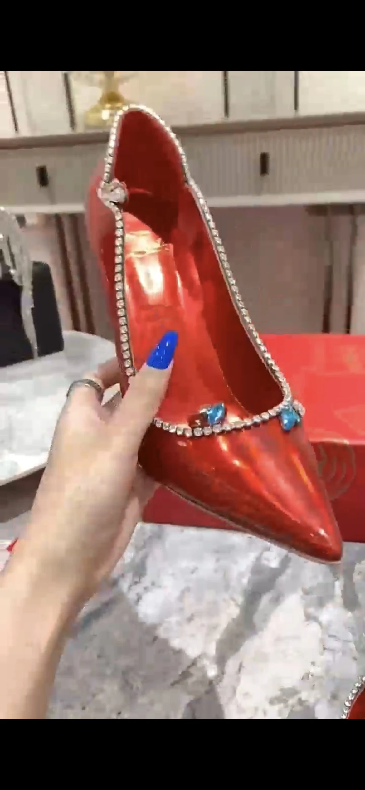 Shoes Edge Full Rhinestone Crystal Lustrous Metallic Leather Notched Design High Heel Pumps Slip-On Luxury Party Shiny Shoes