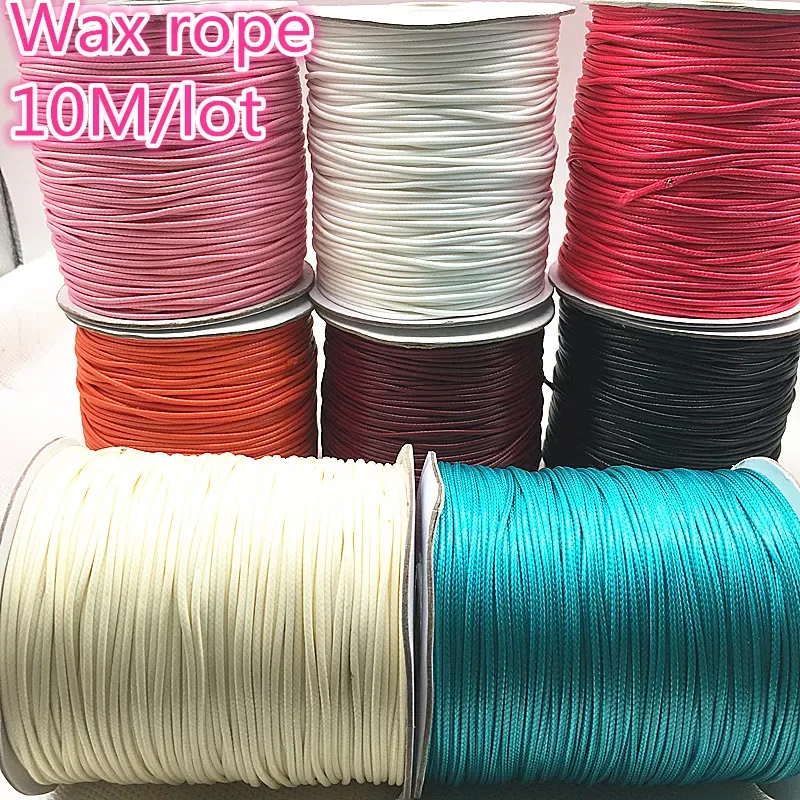 10 Meters 1mm 1.5mm Waxed Cotton Cord Waxed Thread Cord String Strap Necklace Rope Bead DIY Jewelry Making for Bracelet