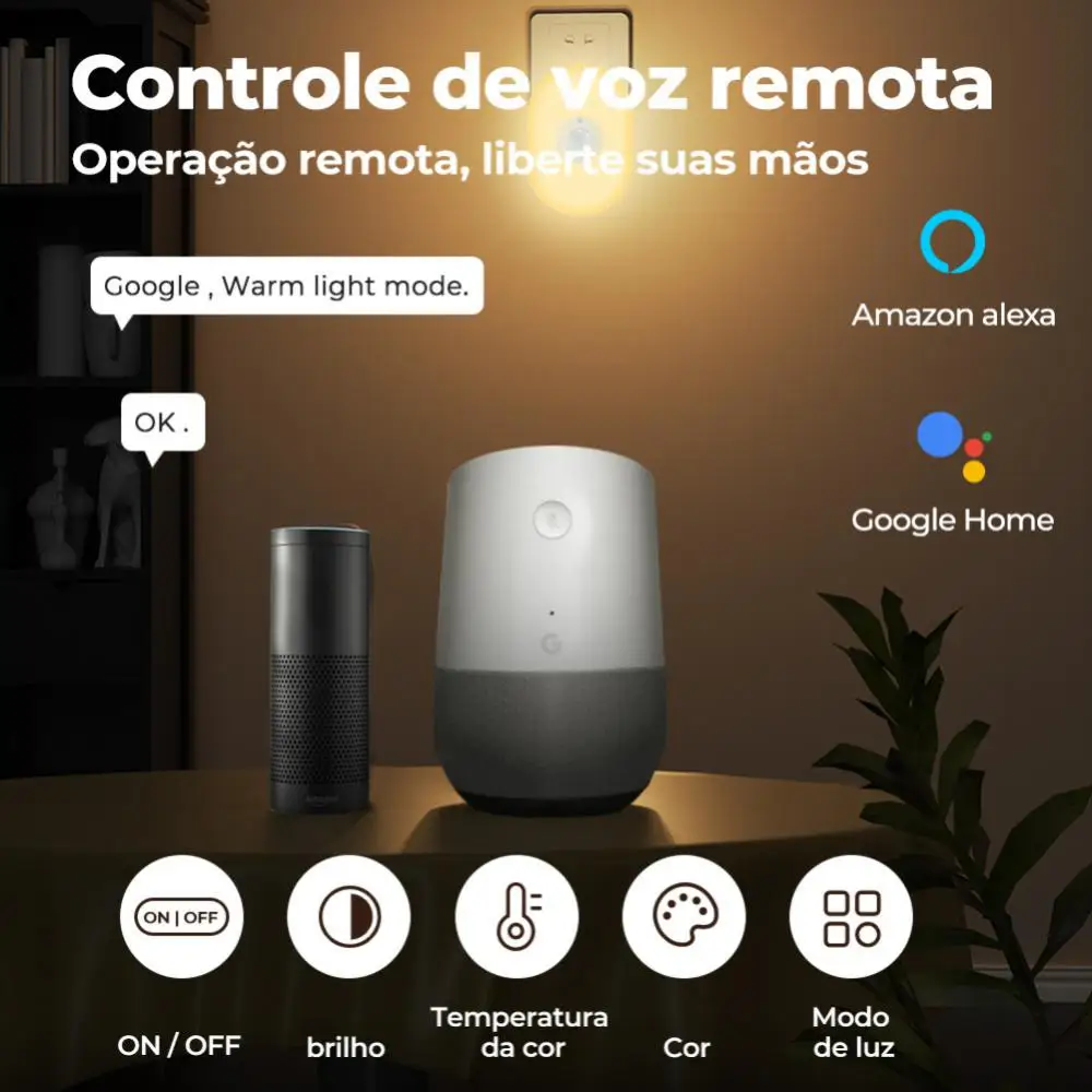 

Pir Motion Sensor Remote Control Mini Wifi Night Light Smart Home Work With Google Home Asistant Wall Lamp App Voice Tuya Alexia