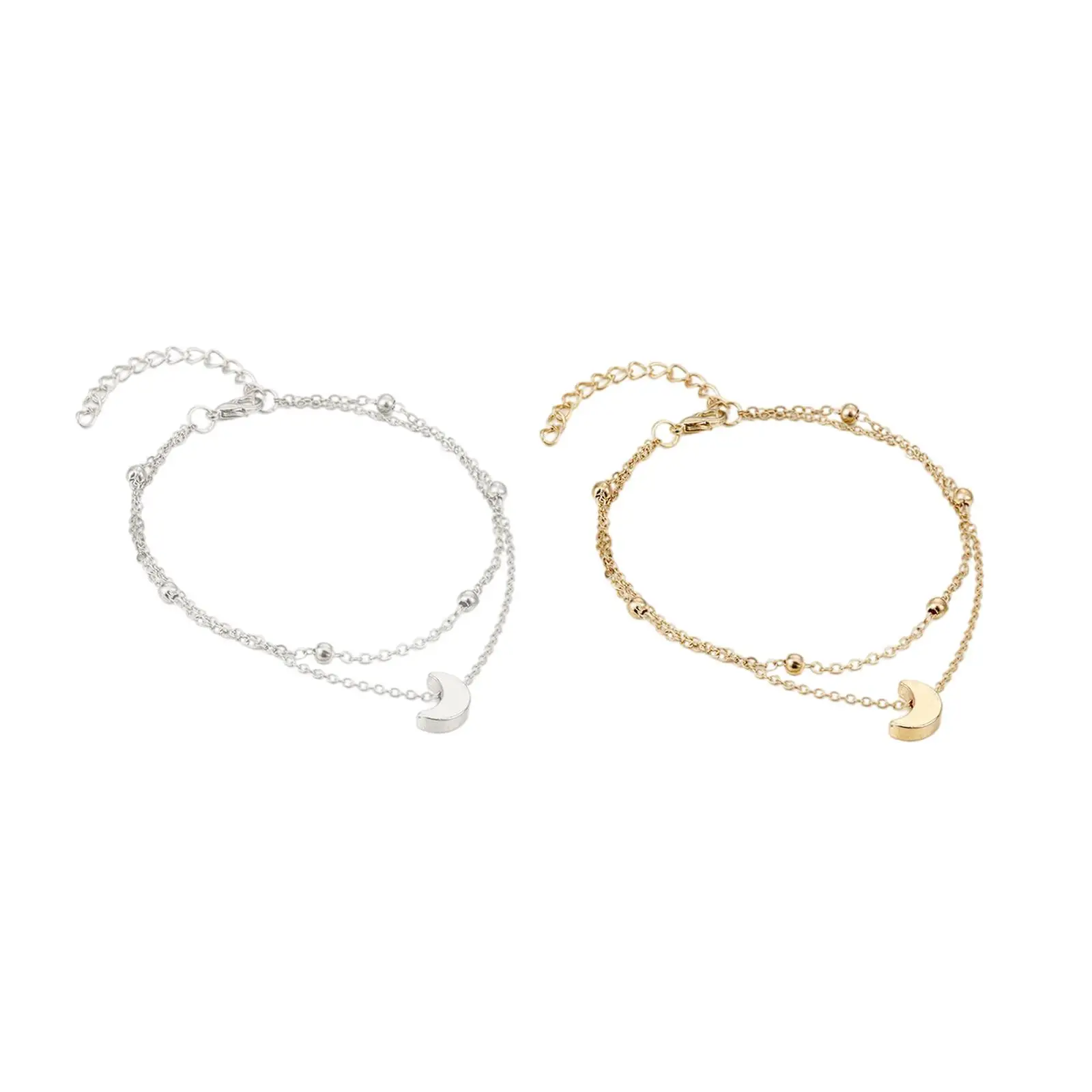 

Moon Shaped Anklet with Beads Bohemian Gift Waterproof for Party Beach Women