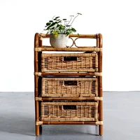 wicker rattan bungalow 3 drawers cabinet rattan cabinet with 3 shelves in vietnam wholesale