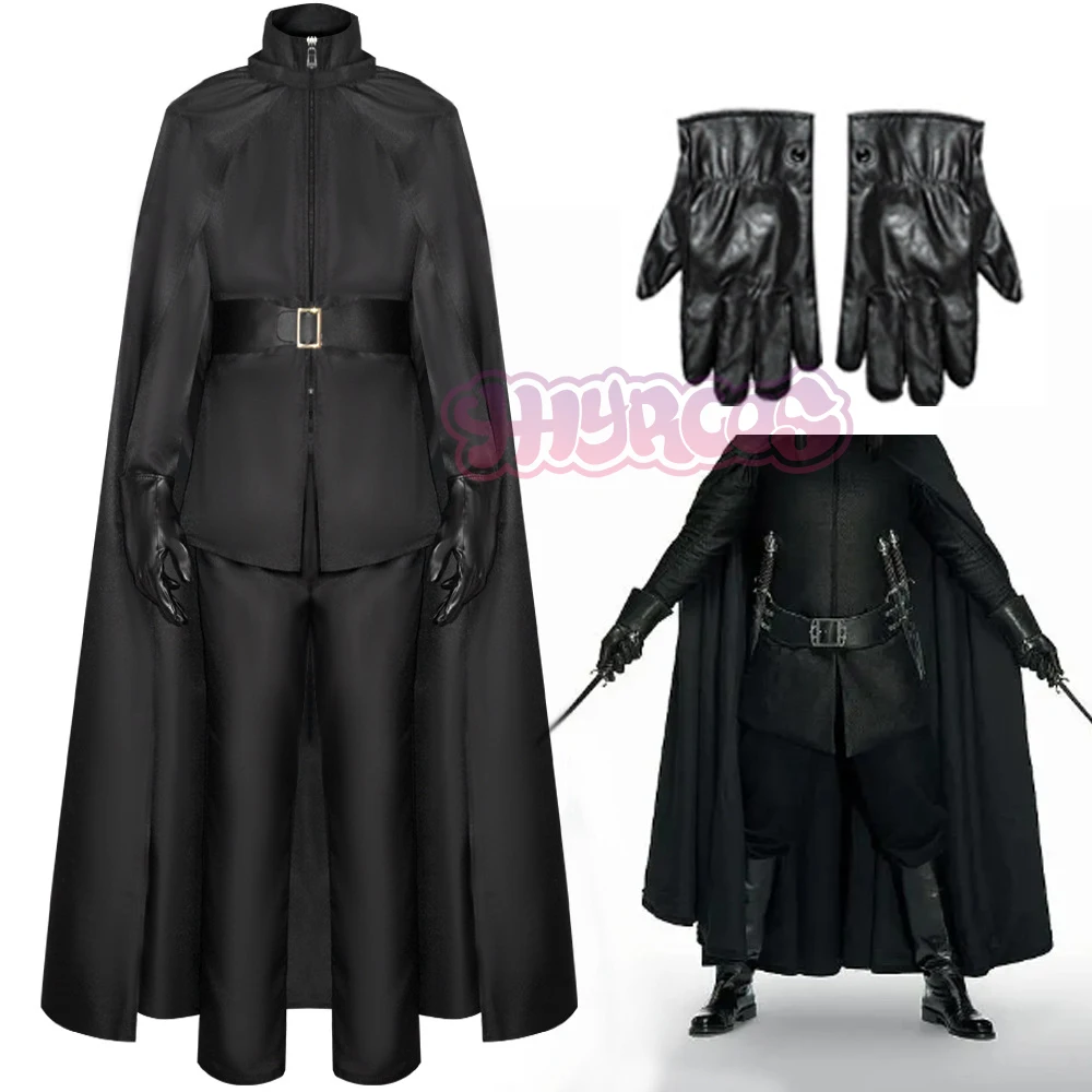 5PCS Movie V Cosplay Costumes Black Uniform Long Cloak Halloween Carnival Party Dressing for Men Women Outfit Suit Prop