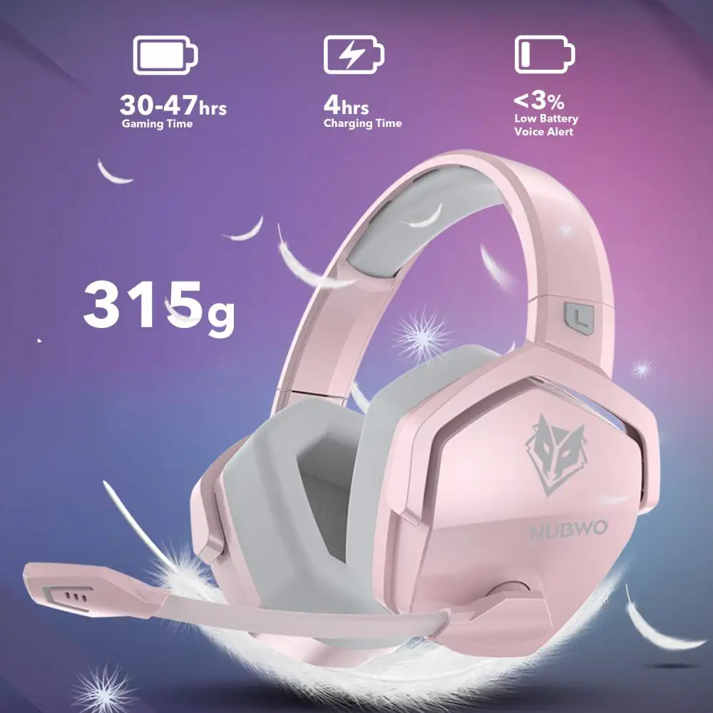 

2023 New NUBWO/Wolf Bowang G06 Wireless Game Headset Noise Reduction USB-TYPEC DC5V/2A Headset Stereo 2.4G Bluetooth Headset