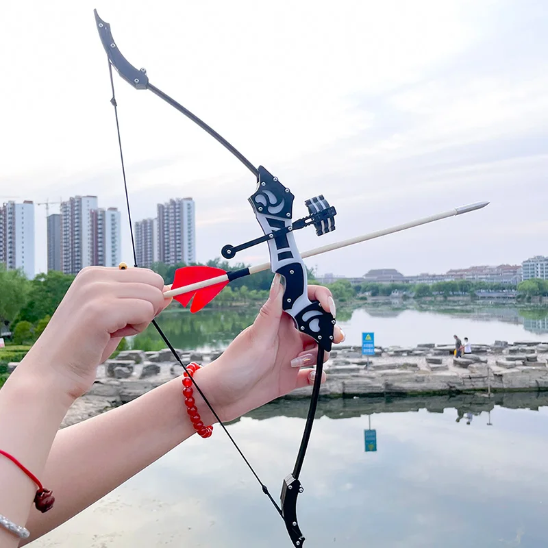 

18lbs Mini Archery Recurve Bow Double Aiming Bow Arrows Real Feather Arrow for Outdoor Hunting Shooting Boys Toy sports games