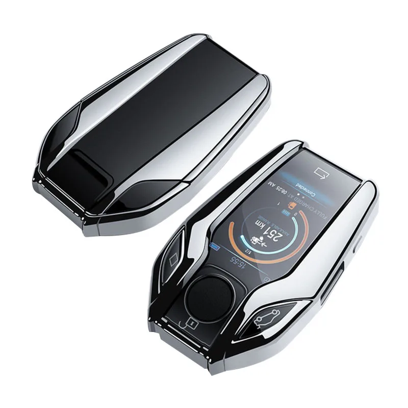 

Чехол для автомобильного ключа из ТПУ с полным покрытием, ЖК-дисплей, брелок для дистанционного ключа, чехол для BMW 7 серии 740 6 серии GT 5 серии 530I X3 (серебристый)