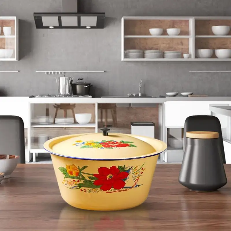 Миска эмалированная столовая посуда из металла с покрытием эмалью для супа