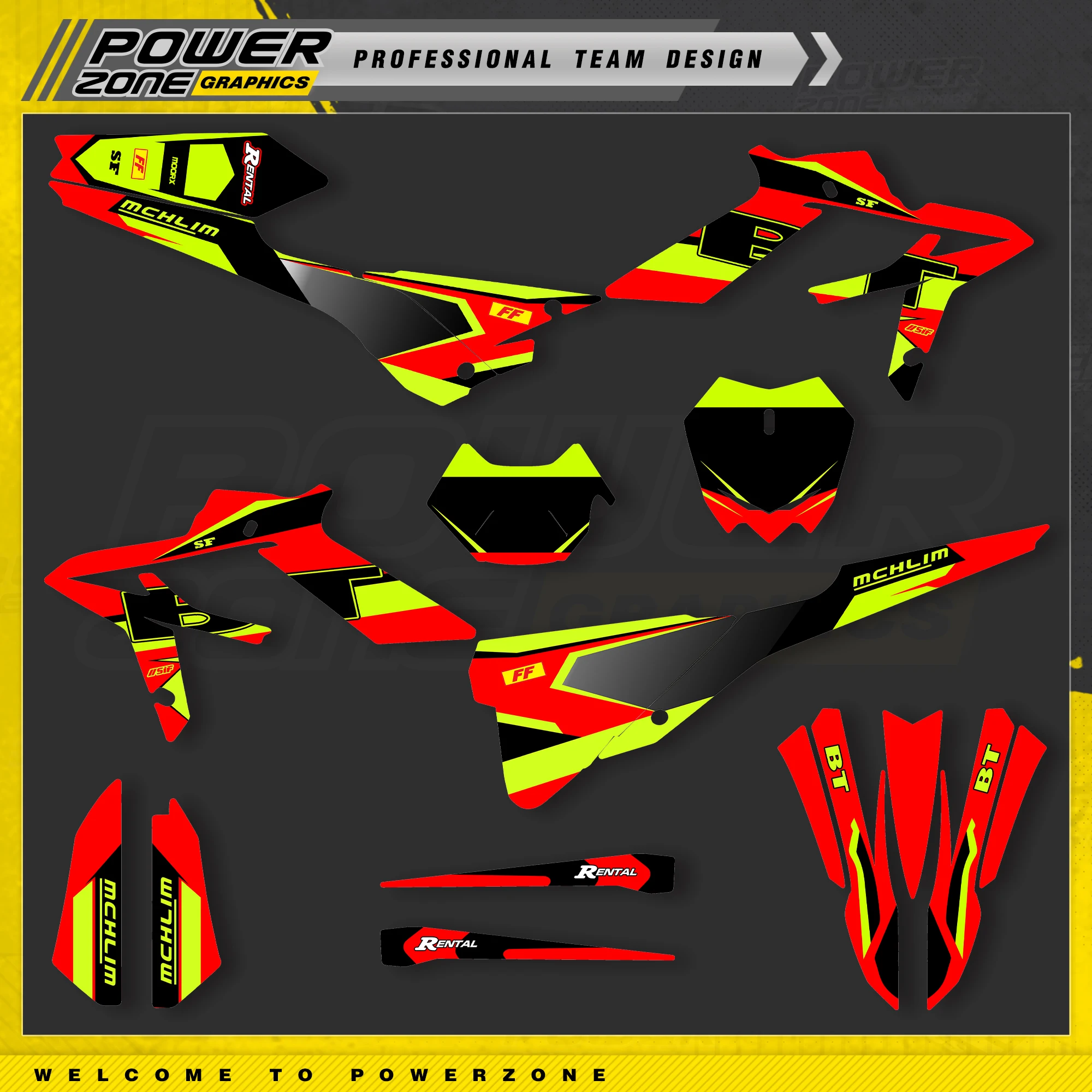 Фото Комплект графических наклеек и стикеров PowerZone For Beta Custom Team для Beta Xtrainer 2020 2021 2022 X 016 №1