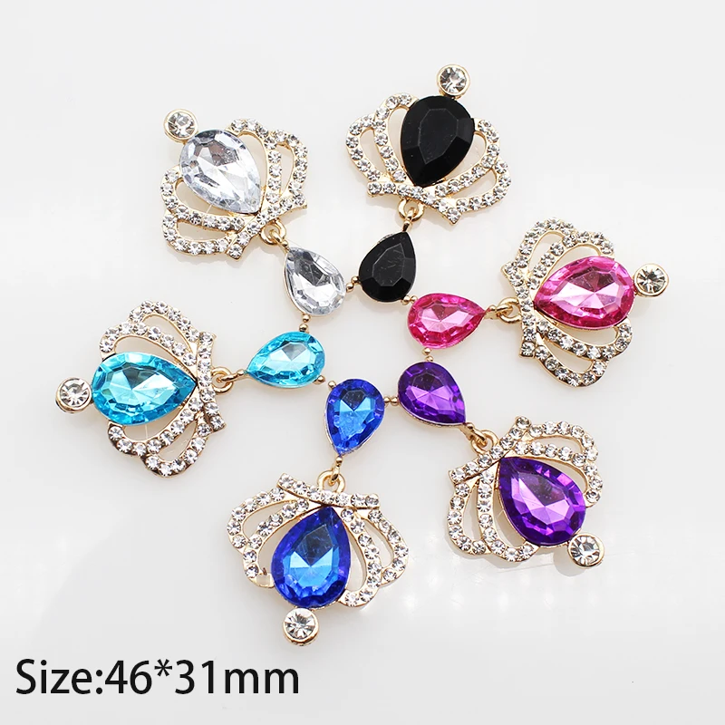 

10 шт. блестящие стразы Корона из сплава с плоским дном аксессуары для Фестиваля Свадьбы Винные бокалы креативные декоративные аксессуары