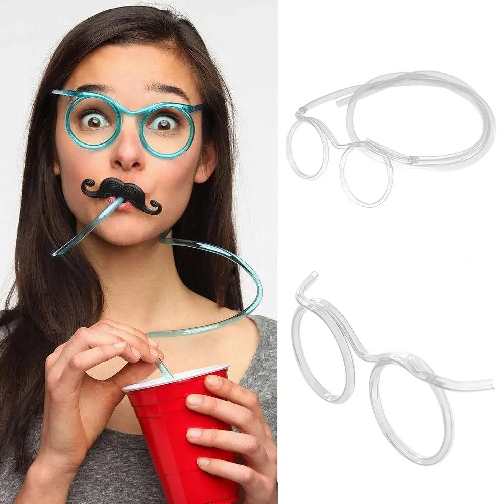 

1pcs Funny Soft Plastic Glasses Straw Unique Flexible Drinking Tube Kids Party Bar Accessories Beer Colorful Homebrew