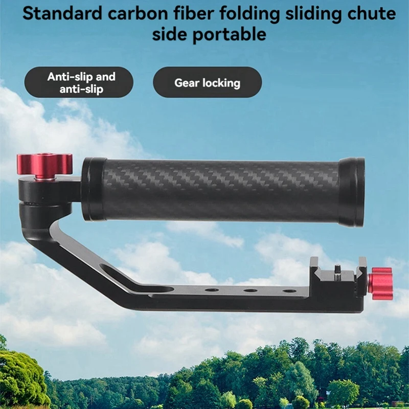 Camera Grip For DJI RC2/RS3 Gimbal Stabilizer Pot Handle Carbon Fiber Foldable Slot Side