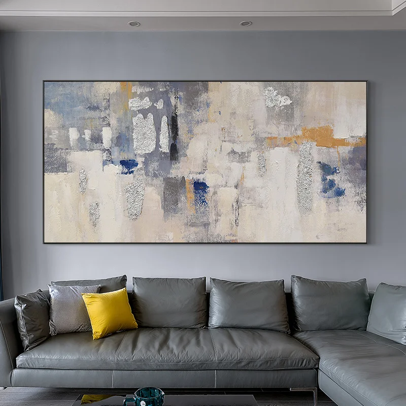 

Постмодерн Абстрактное Искусство Ручная роспись масляная живопись Morandi серая подвесная живопись американская гостиная декоративная роспи...