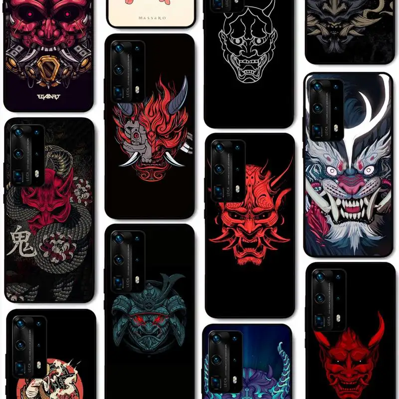 

Samurai Oni Mask Phone Case for Huawei P50 P40 E P30 P20 Pro P10 Lite P Smart Y6 Nova3E Honor10 Cover