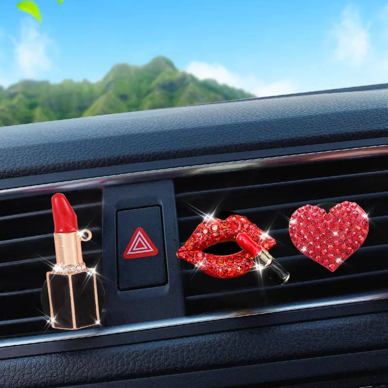 

Car Perfume Auto Air Outlet Aromatherapy Cute Red Lips Sticks Perfume Clips Car Air Fresheners Clamps Auto Interior Accessories