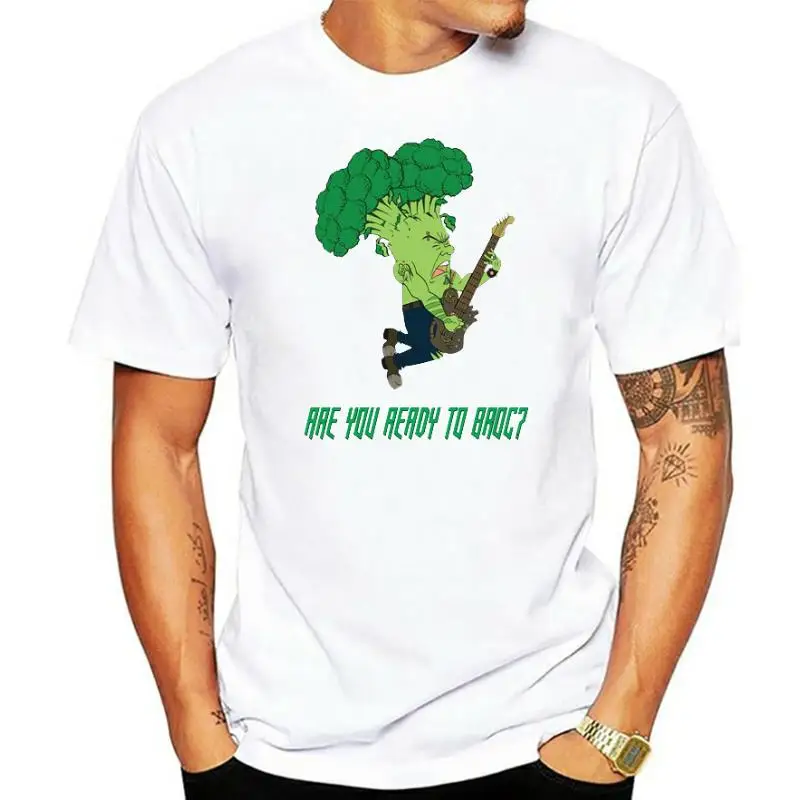 

2019 AMEITTEFunny cartoon broccoli playing electric guitar T Shirt Men's Punk Rock Printed T-Shirt Fashion Streetwear Tops Tee