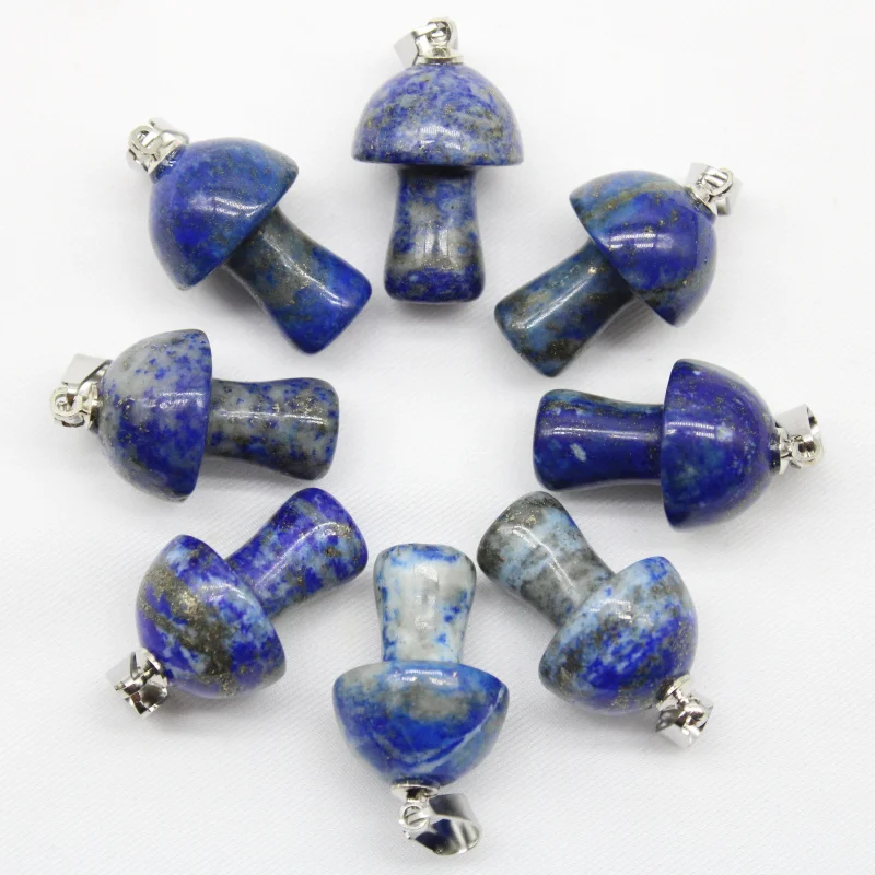 

Natural Gem Stone lapis lazuli Crystal Agates zoisit Howlite Mushroom Pendant for DIY Jewelry Making Accessories Wholesale 15pcs
