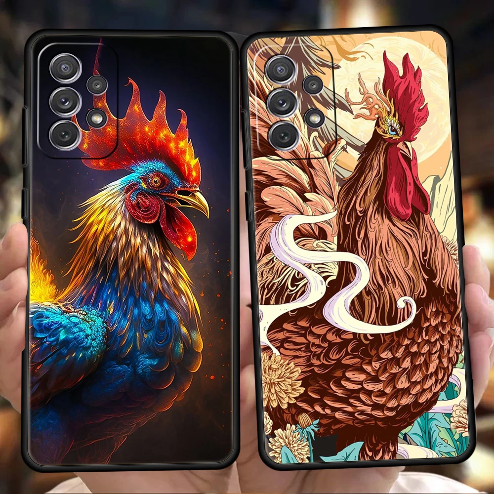 Фото Чехол для телефона Samsung Galaxy A73 A55 A53 A51 A35 A33 A32 A25 A23 A22 A15 A13 A17 A07 5G с изображением петуха, мягкий чехол из ТПУ №1