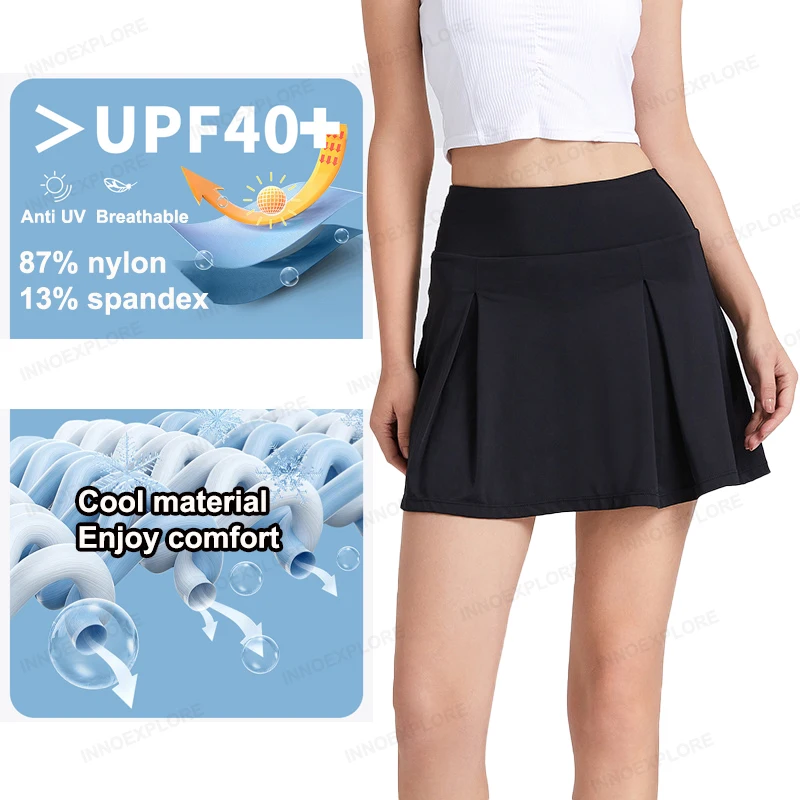 Женское теннисное короткое платье для бадминтона из спандекса с защитой от