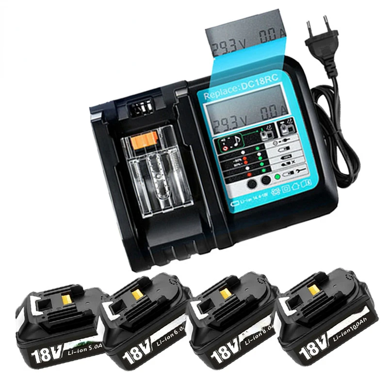 

Аккумулятор Makita 18 в 18650, перезаряжаемые литий-ионные аккумуляторы 18 в 6 Ач BL1860 BL1840 BL1850 BL1830 BL1860B L18650 светодиодный светодиодным зарядным устрой...