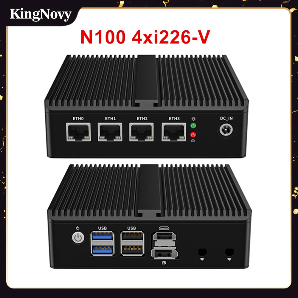 

4x Intel i225 i226 2.5G LAN N100 J6413 N5105 Firewall Soft Router NVMe Fanless Mini PC HDMI2.0 DP ESXi Proxmox Home Server