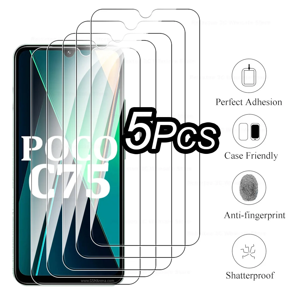 Для Xiaomi Poco C75 Стекло 5 шт. Защитная пленка для экрана C65 X6 F6 Pro M6 X6Pro F6Pro Закаленное