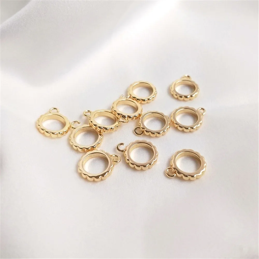 

14K Gold Filled Plated Lace closing ring with opening ring pendant ring pendant ring hanger buckle handmade DIY accessories
