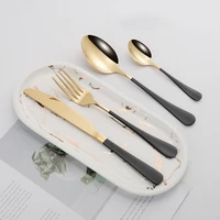 dinnerware 24pcs stainless steel cutlery set black gold cutlery set kitchen creative tableware travel flatware fork knife spoon