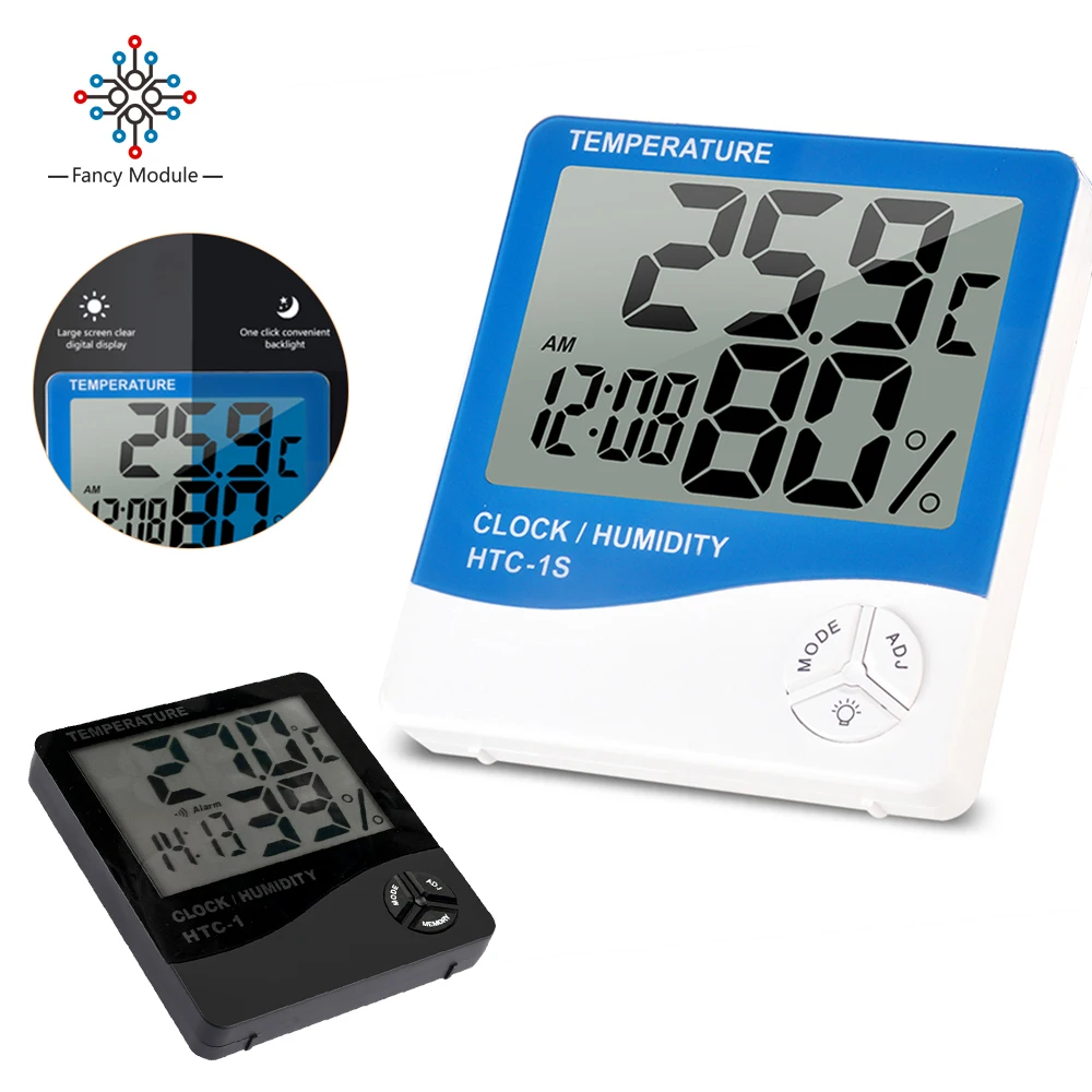 

LCD Digital Weather Station Temperature Humidity Meter Electronic Thermometer Hygrometer Adjustable Indoor Room With Alarm Clock