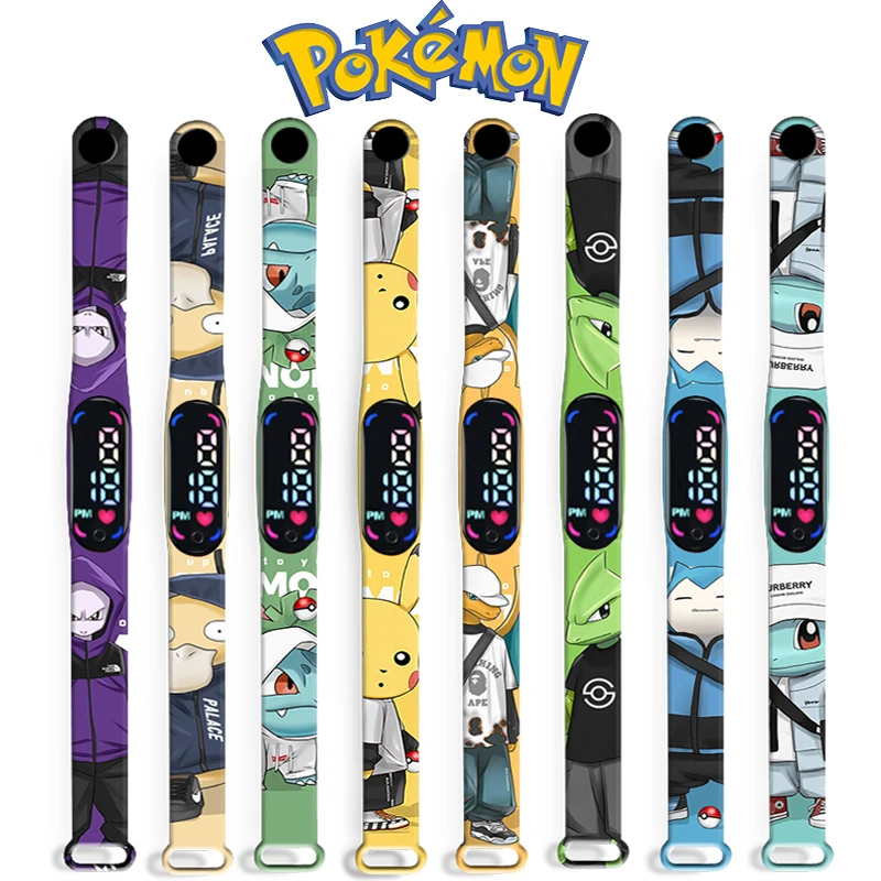 

Pokemon GO electronic led watch Pikachu cartoon digital electronic waterproof LED bracelet wristband children birthday toy gift