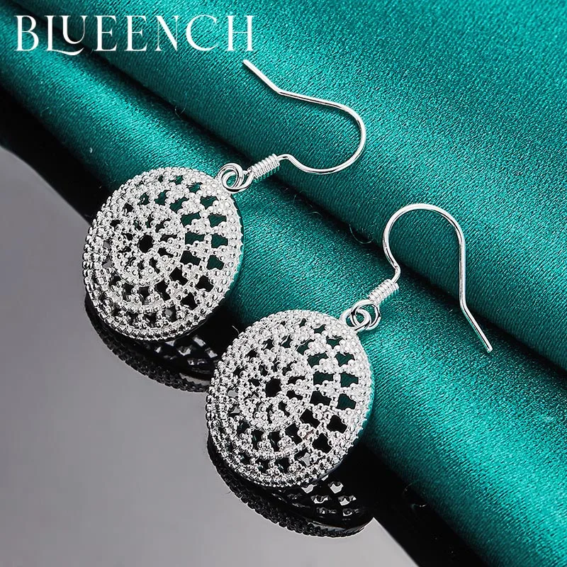 

Blueench 925 Sterling Silver Disc Cutout Drop Earrings For Women Wedding Party Fashion Simple Jewelry