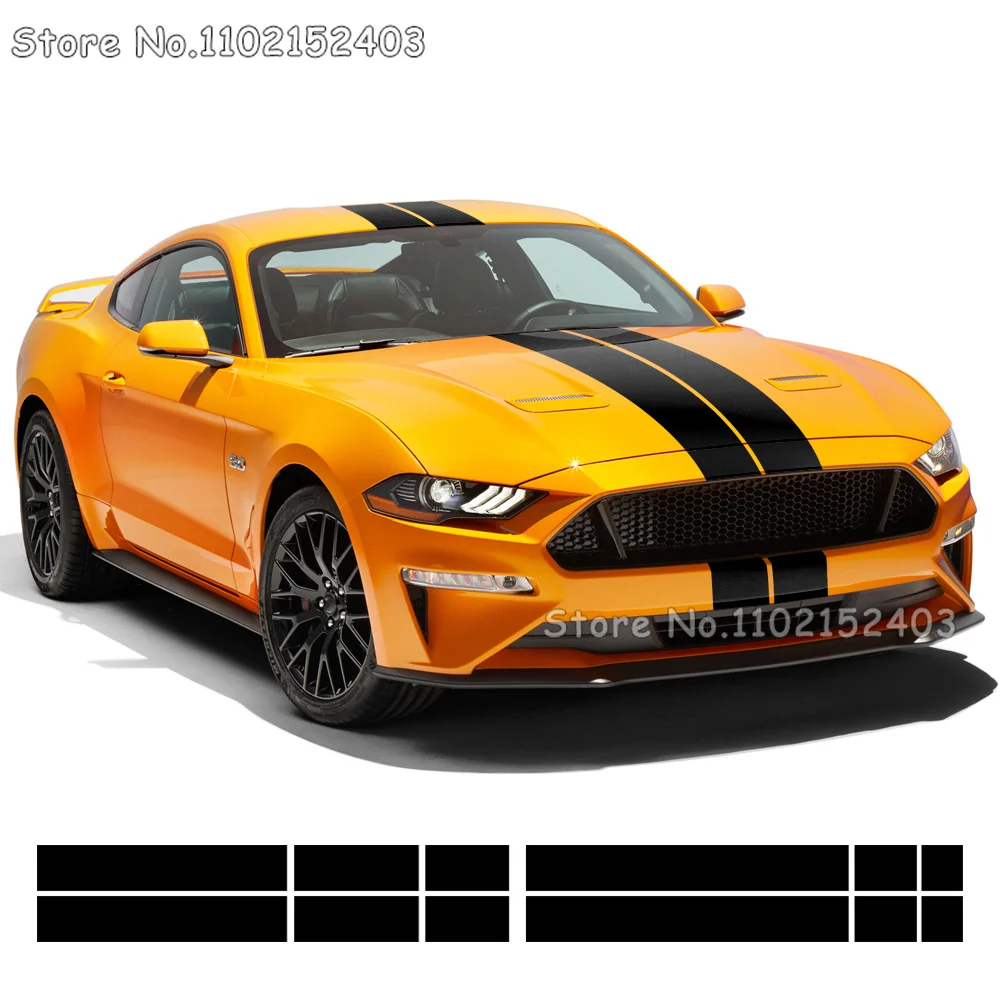 

Car Racing Stripes Front to Rear Kit Wrap Vinyl Decal Stickers For Ford Mustang 2009-2021 Accessories