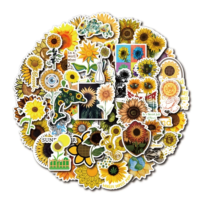 

Наклейки в стиле граффити Ins маленький свежий Подсолнух 50 шт. наклейки для багажа ноутбука скейтборда мотоцикла оптовая продажа