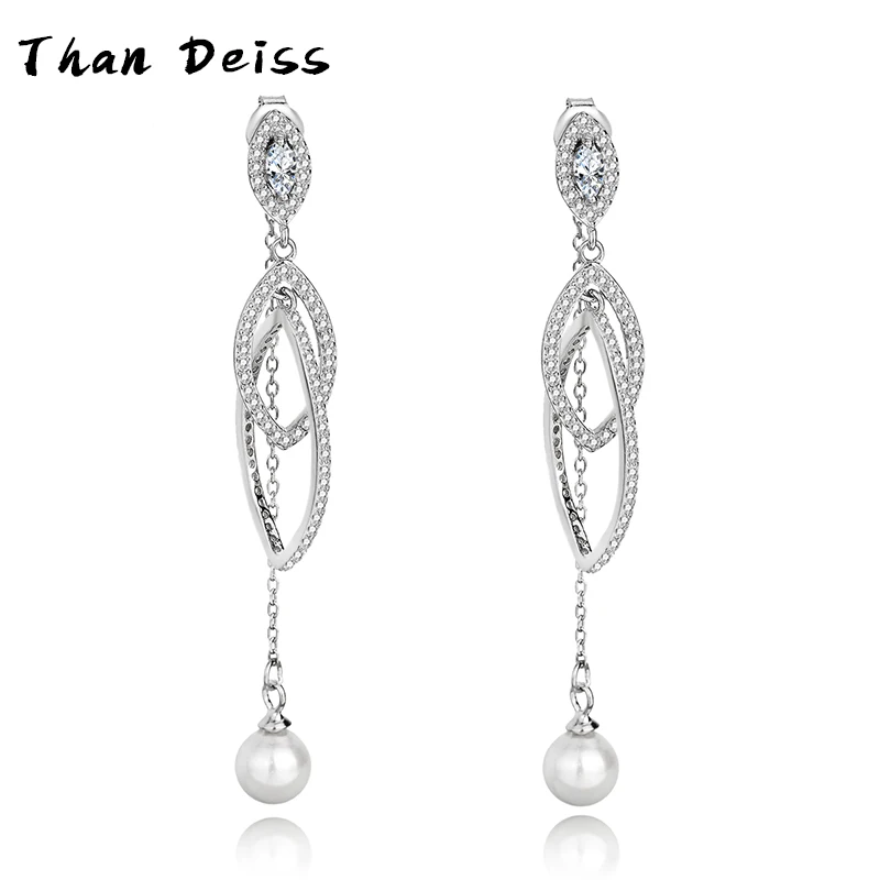

S925 Sterling Silver Long Tassel Earrings Female Europe And The United States Senior Sense Of Simplicity Cold Wind Pearl Fashion