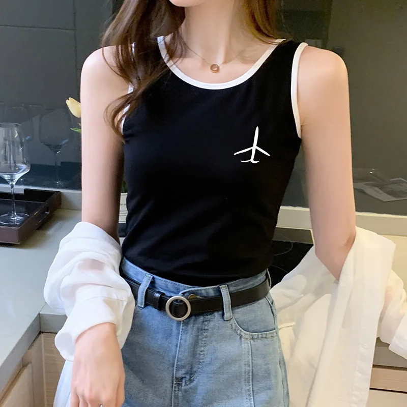 

3873#Real Shot Pure Cotton Camisole Women's Inner Wear Outer Wear Summer Internet Hot Short SleeveTT-shirt2022Years of the New