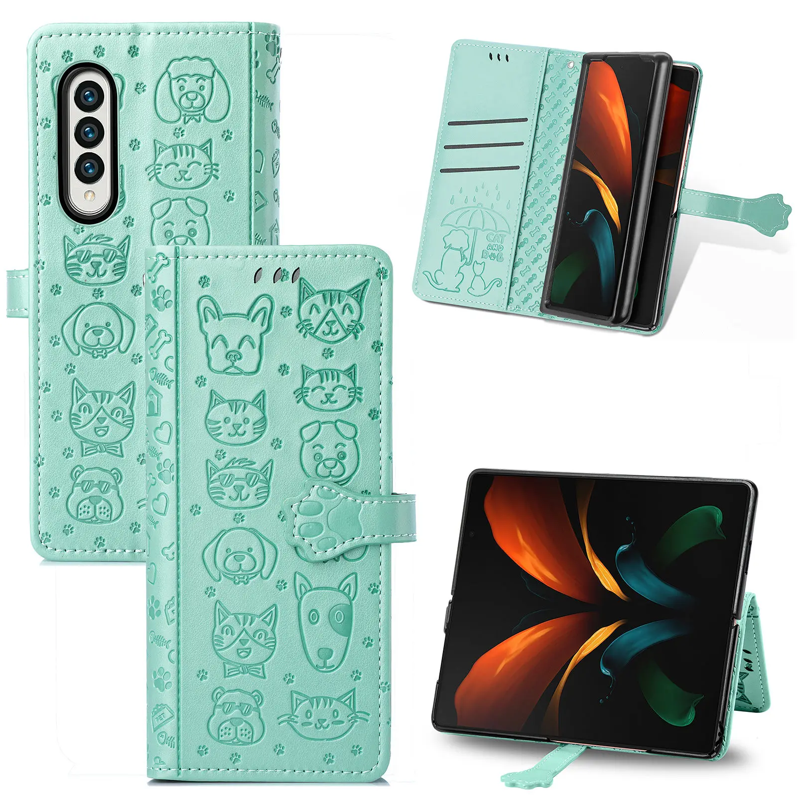 

Anti-Knock Flip Leather Phone Bag Case for Samsung Galaxy Z Fold3 Fold 4 fold4 Fold 3 Shockproof Card Pocket Protective Cover