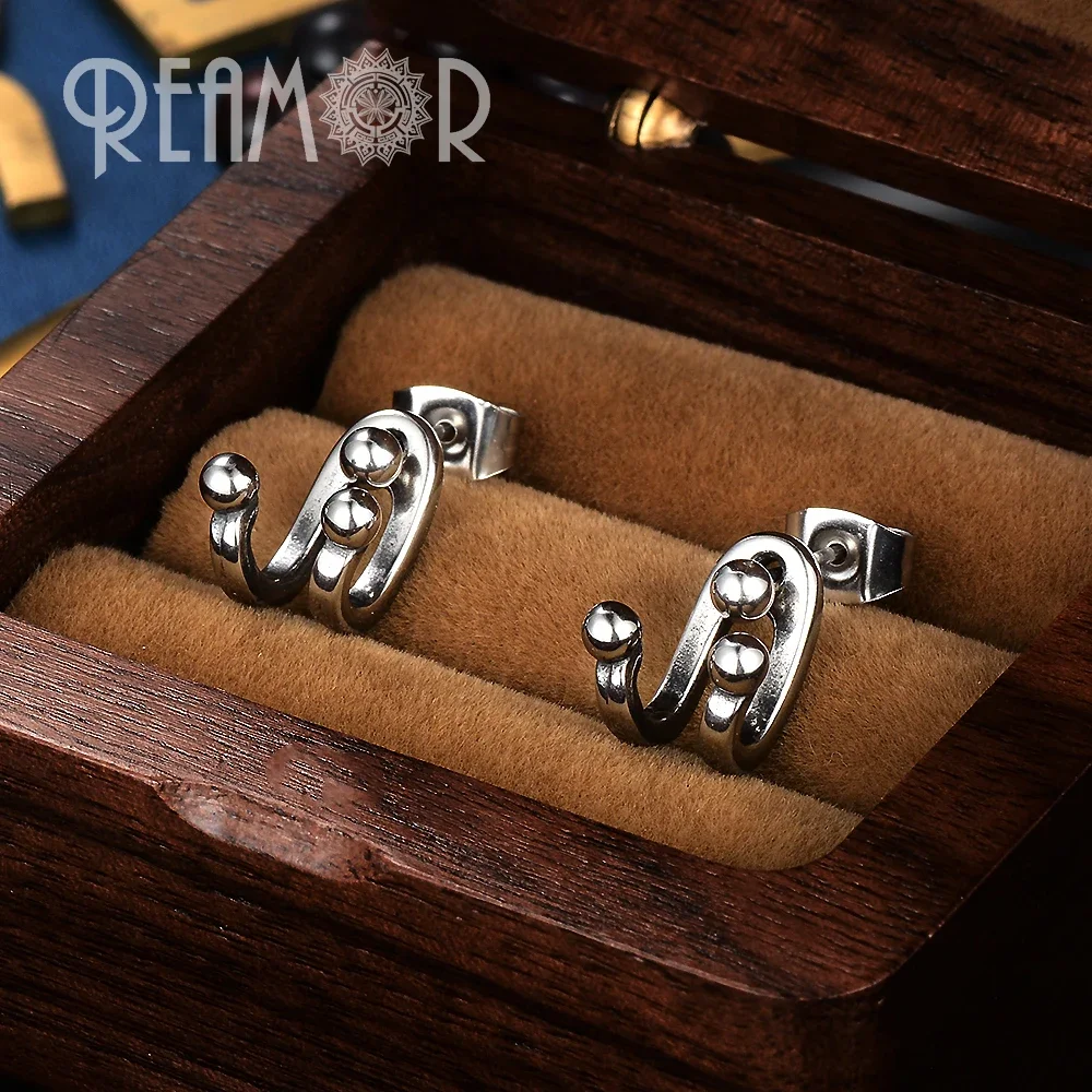 REAMOR Серьги-гвоздики из нержавеющей стали