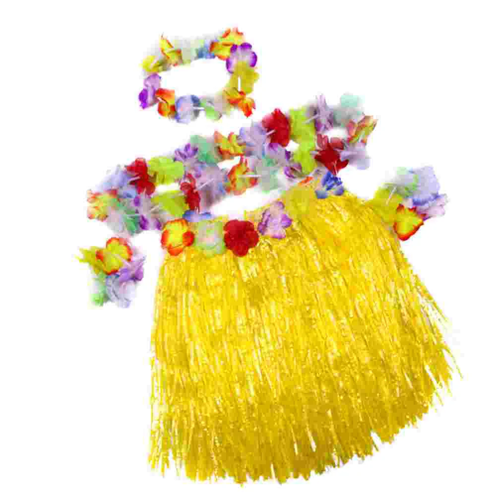 

Летнее платье, Детский комплект с юбкой Hula, цветочный венок, набор для макияжа, браслет на запястье с оборками