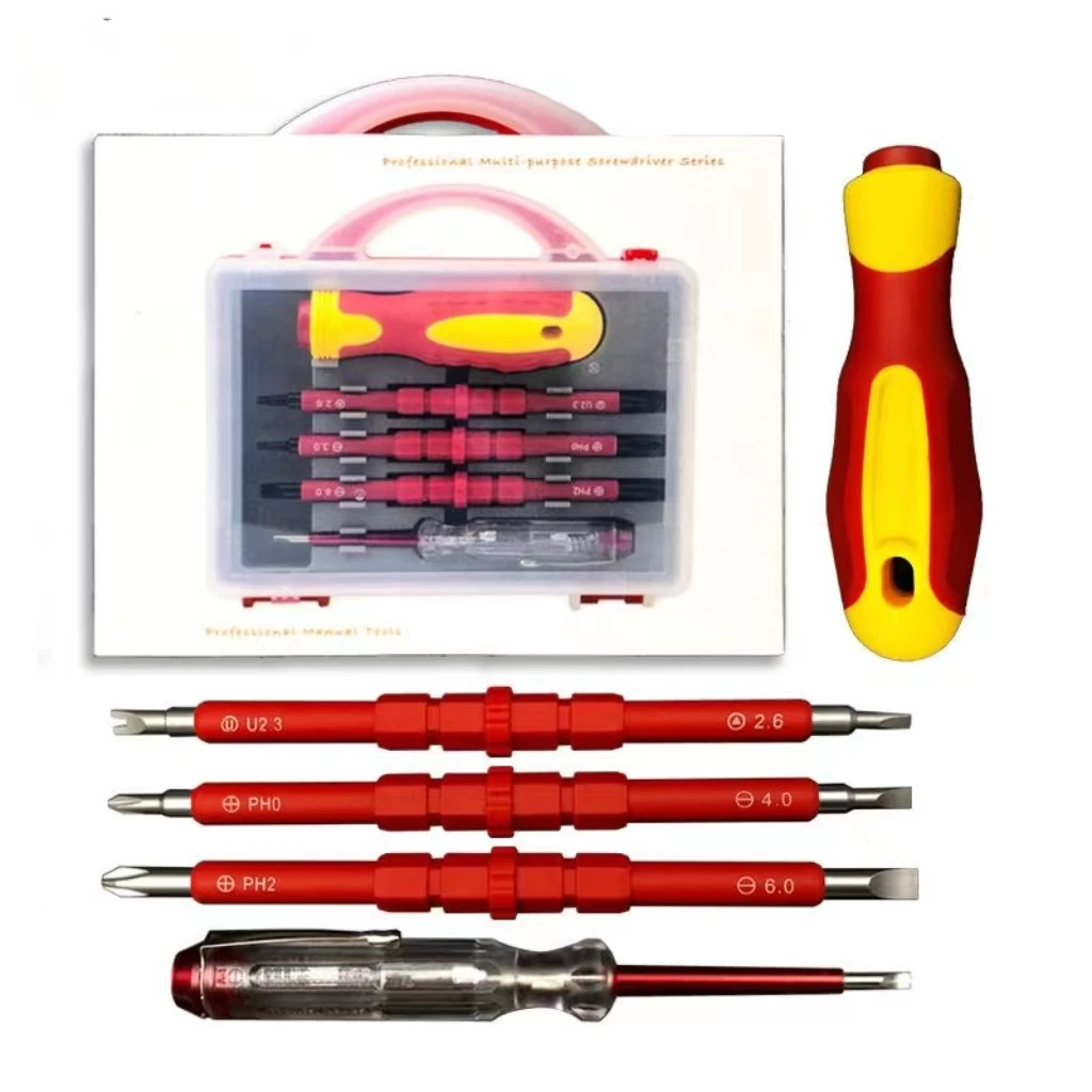 

5 in 1 insulated multi-function dual-purpose screwdriver live pen with magnetic electrician insulated screwdriver tool se