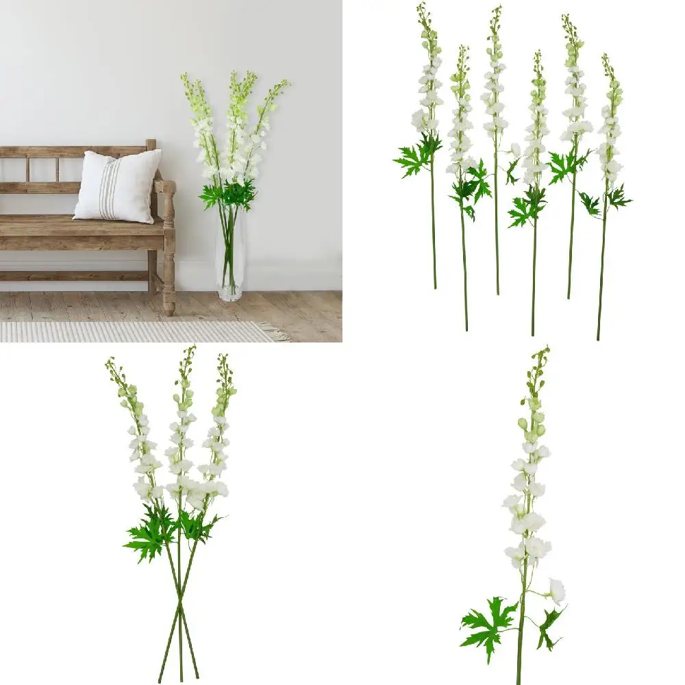 

Beautiful White Delphinium Artificial Floral Stems 40" - Set of 6