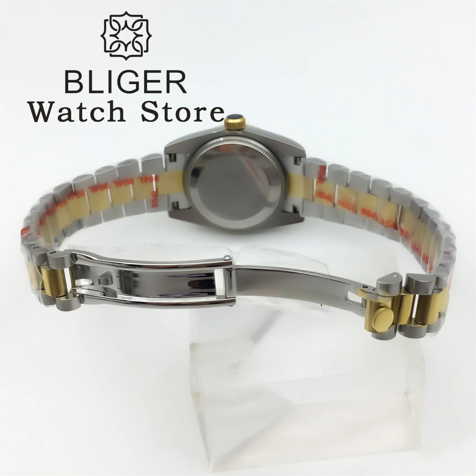 BLIGER 31 мм женские часы NH05 механический механизм двухцветный золотой изогнутый