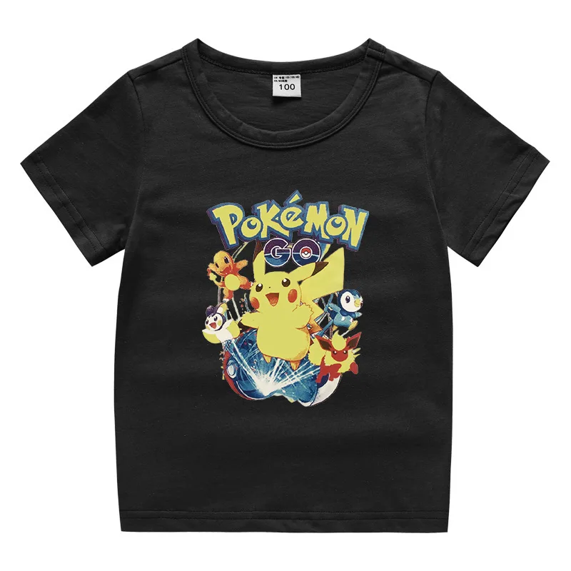 

Summer New Pokemon Cartoon T Shirts Toddler Baby Cute Pikachu Short Sleeve Cotton Kids Boys Clothes Children Girls Clothing Tops