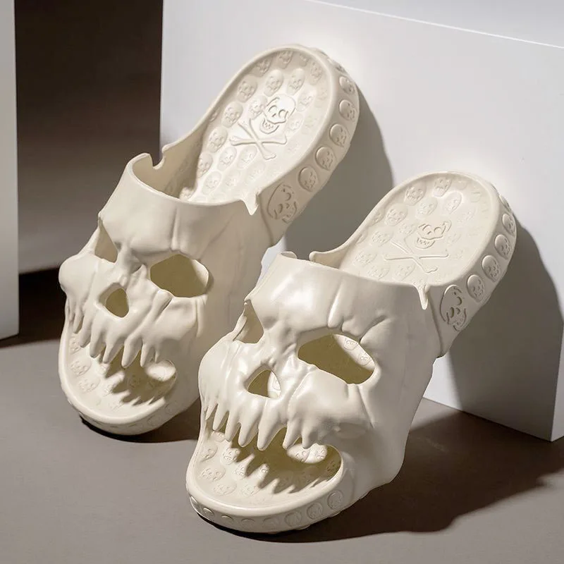 

New Personalized Skull Design Men Slippers 2023 Summer Outdoor Fun Slides Thick Bottom of Beach Non-slip Leisure Women Sandals