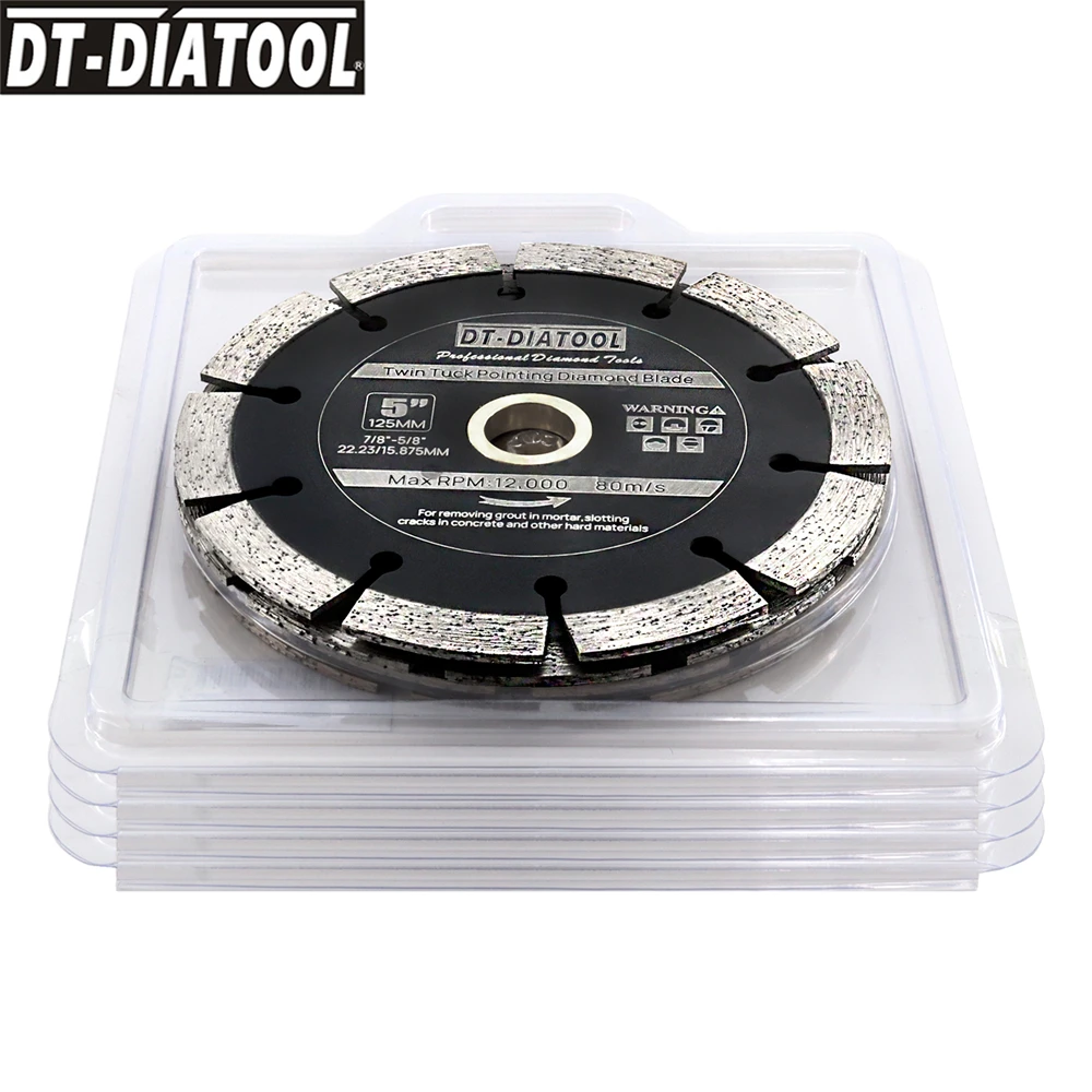 DT-DIATOOL 5pcs Diamond Sintered Slotting Saw Blades Dia5inch/125mm For Concrete Mortar Granite Marble Core Holes Cutting Disc