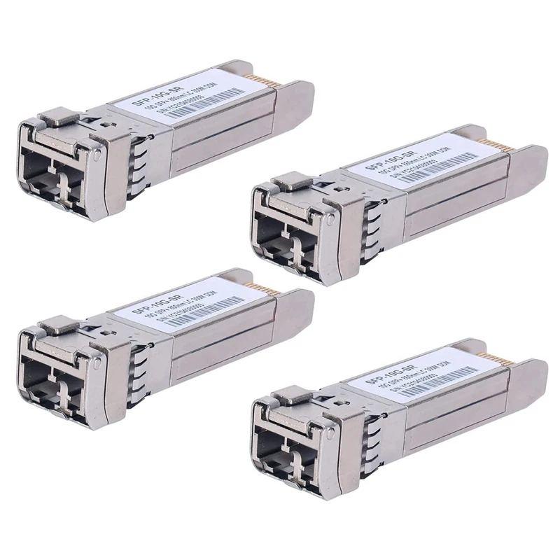 

4 Pack 10G Sfp LC MMF300M 10Gbase-SR SFP+ Transceiver, 10G 850Nm MMF, Up To 300 Meters, For SFP-10G-SR