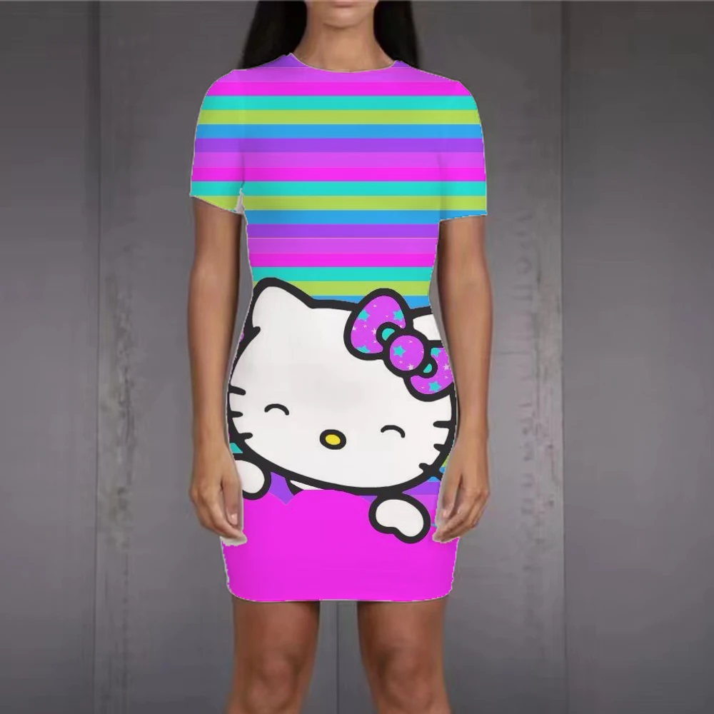 

Мини-платье Y2K женское с принтом Hello Kitty, пикантная ночная рубашка, модная пляжная одежда, модное летнее боди