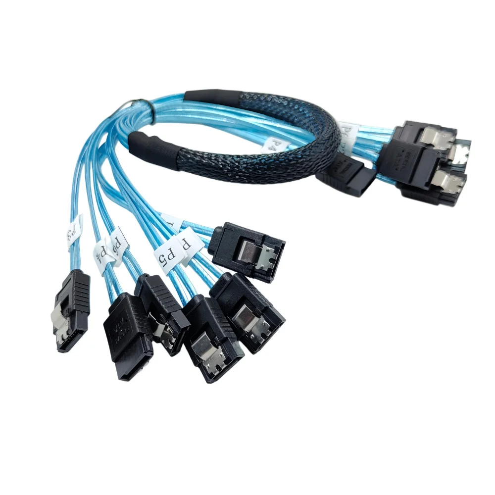 Фото Кабель SATA-SATA, 4/6/8 портов/в комплекте, кабель передачи данных SATA 3.0, 7-контактный кабель SAS, 12 Гбит/с, кабель для жесткого диска для сервера, NAS, ПК, 0,5 м, 1 м. №1