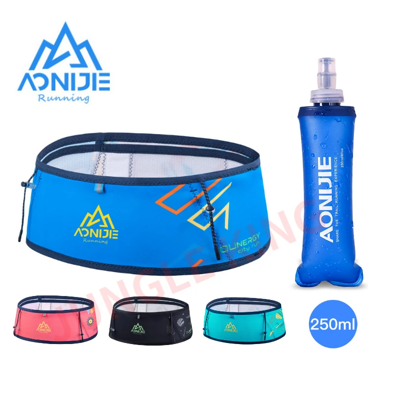 AONIJIE W8108 250ml bottle Unisex Lightweight Sports Pockets Breathable Waist Belt Bag Colorful Fanny Pack For Running Marathon