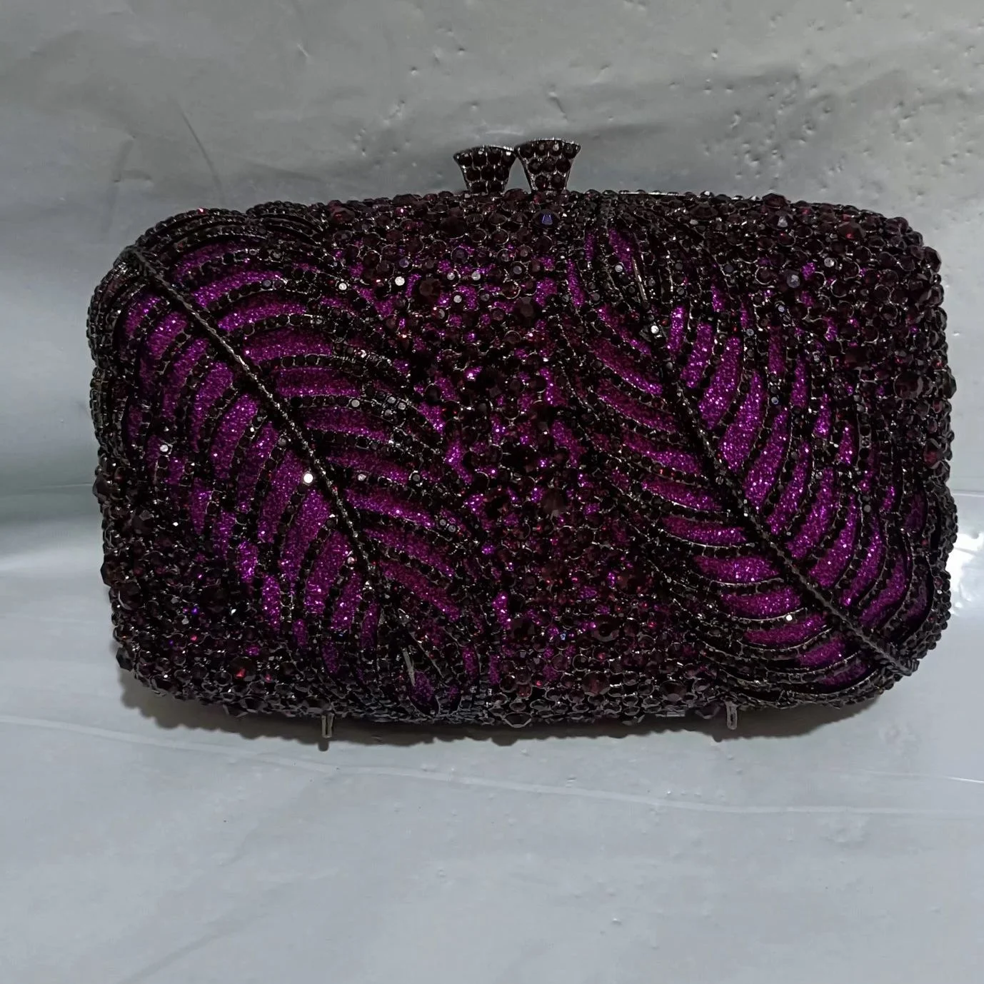 

Women Purple Stones Evening Bags and Clutches Female Rhinestone Handbags Wedding Party Minaudiere Purse Clutches Bags Purple Bag