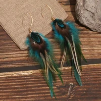 handmade natural feather drop earrings vintage boho multicolor pheasant feather earrings womenwinter party boho stylewoman earri
